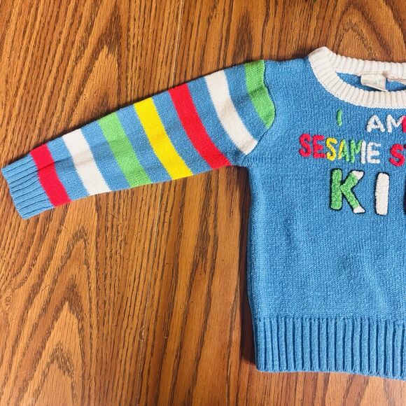 VTG 70s 80s Sesame Street I Am A Sesame Street Kid Blue Striped Sweater 4T RARE - Picture 3 of 5